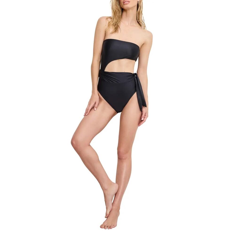 Good American Swimsuit $139 Strapless Cutout One-Piece Black Summer Beach 3XL